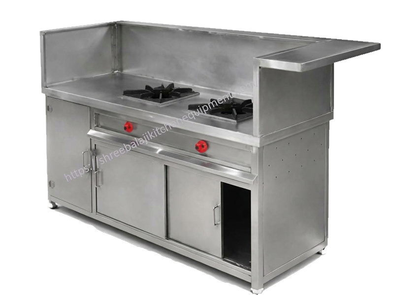 Commercial Gas Range with Griddle and Open Burner